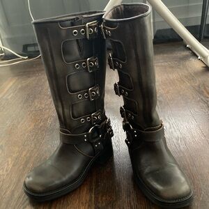 Rocky Steve Madden Dark Brown Buckle Knee-High Combat Boots - worn twice